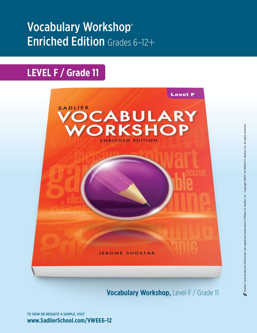 Voary Workshop Enriched Edition Level F Grade 11 Student Edition