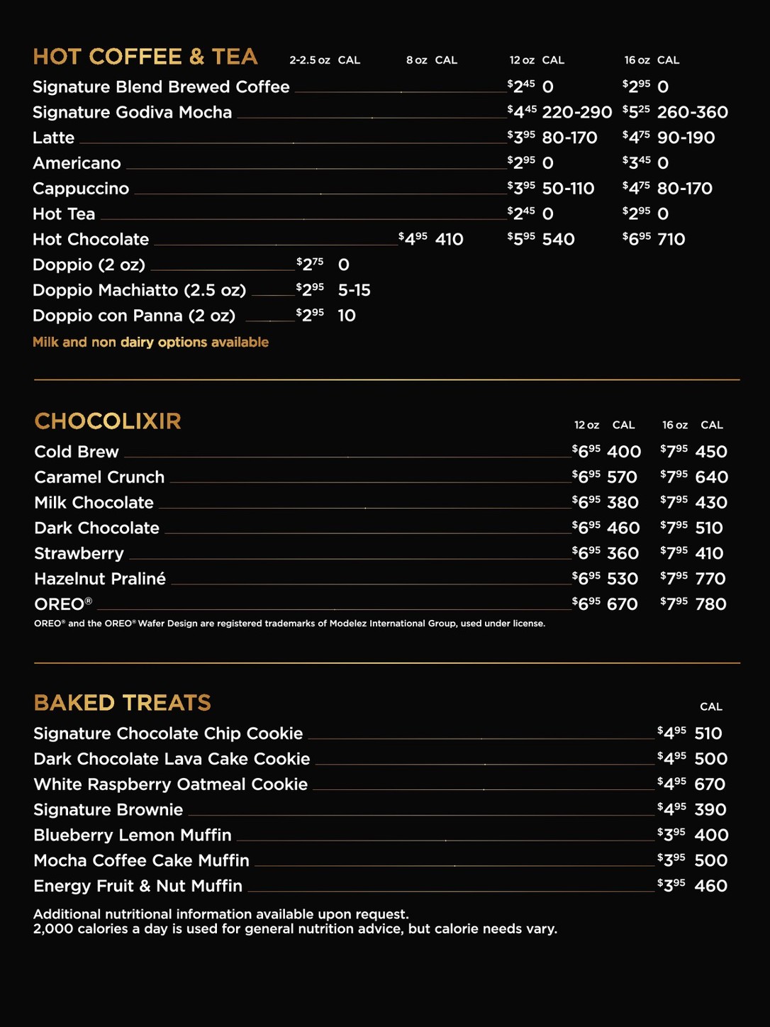 Godiva Cafe Menu Godiva