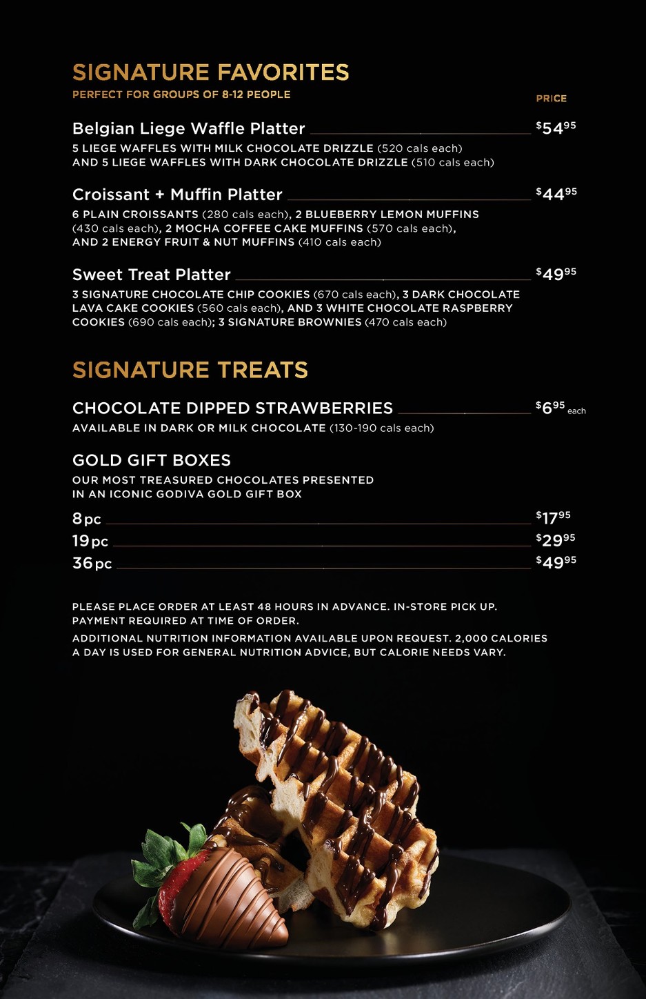 Godiva Cafe Catering Menu Godiva