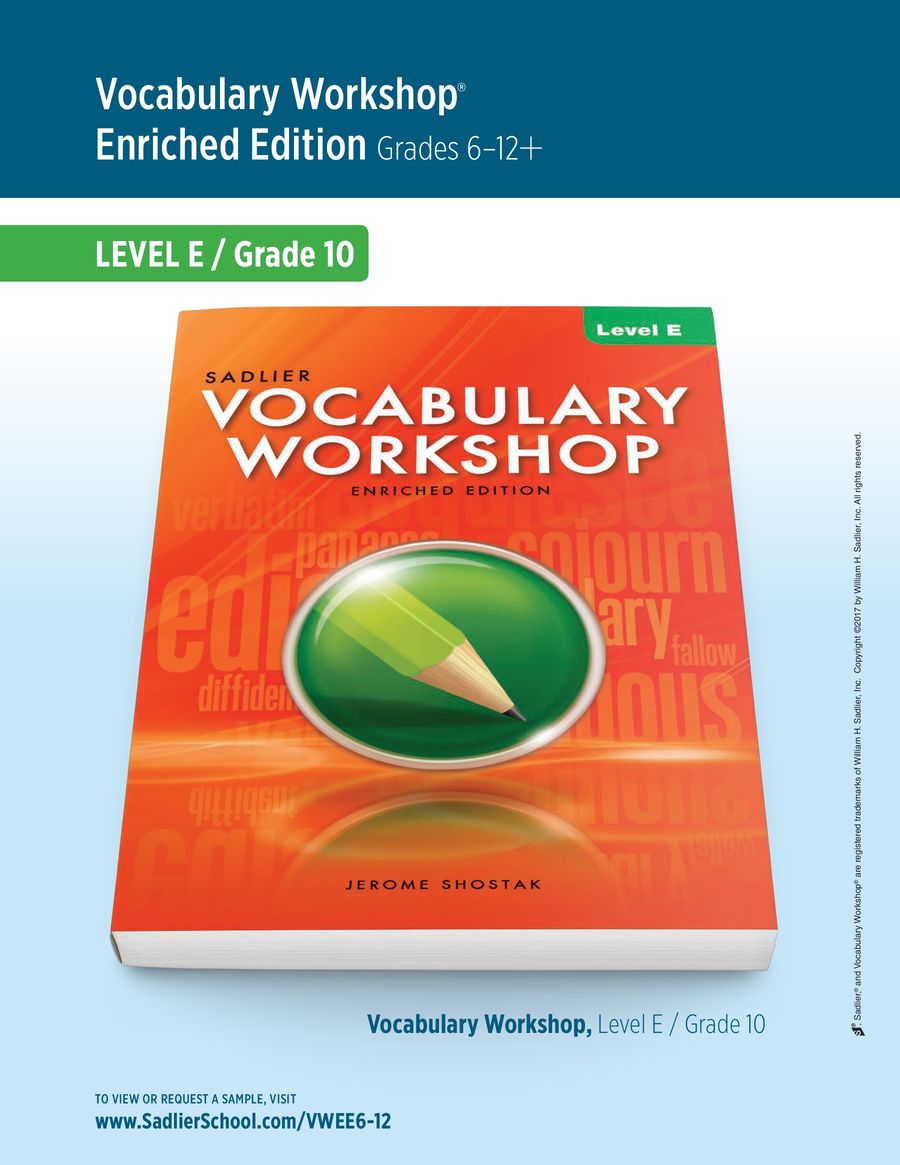 Sadlier Vocabulary Workshop Level A -- Unit 10 Powerpoint by Laur's ELA  Store