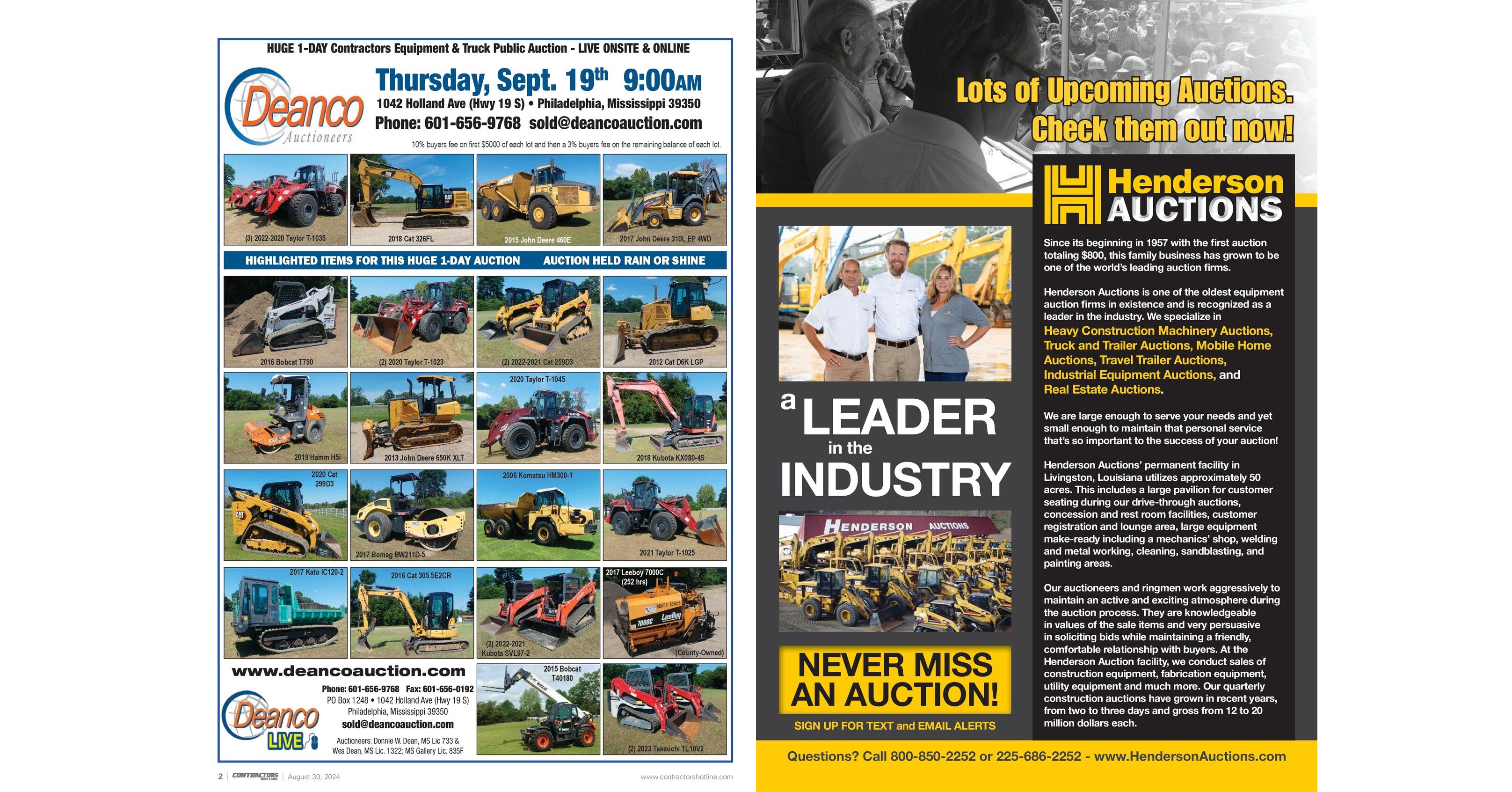 Contractors Hot Line 2024 August 30