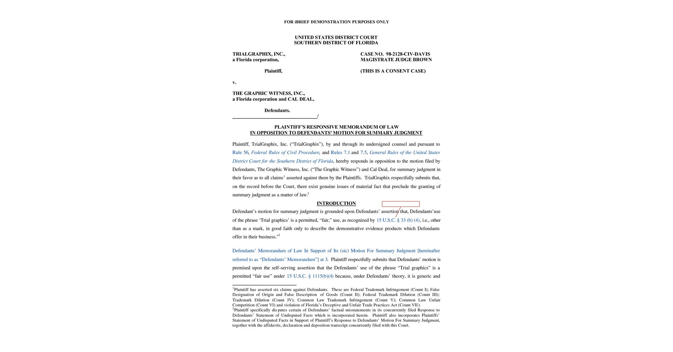 02 Plaintiff's Responsive Memo of Law in Opposition to Defendants