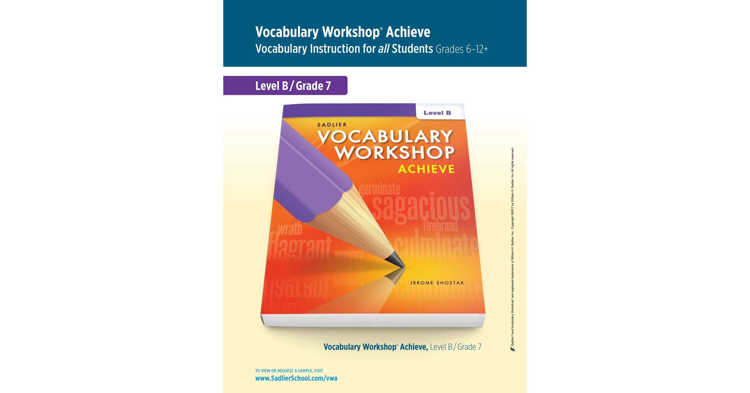 Vocabulary Workshop Achieve, Level B (Grade 7), Student Edition