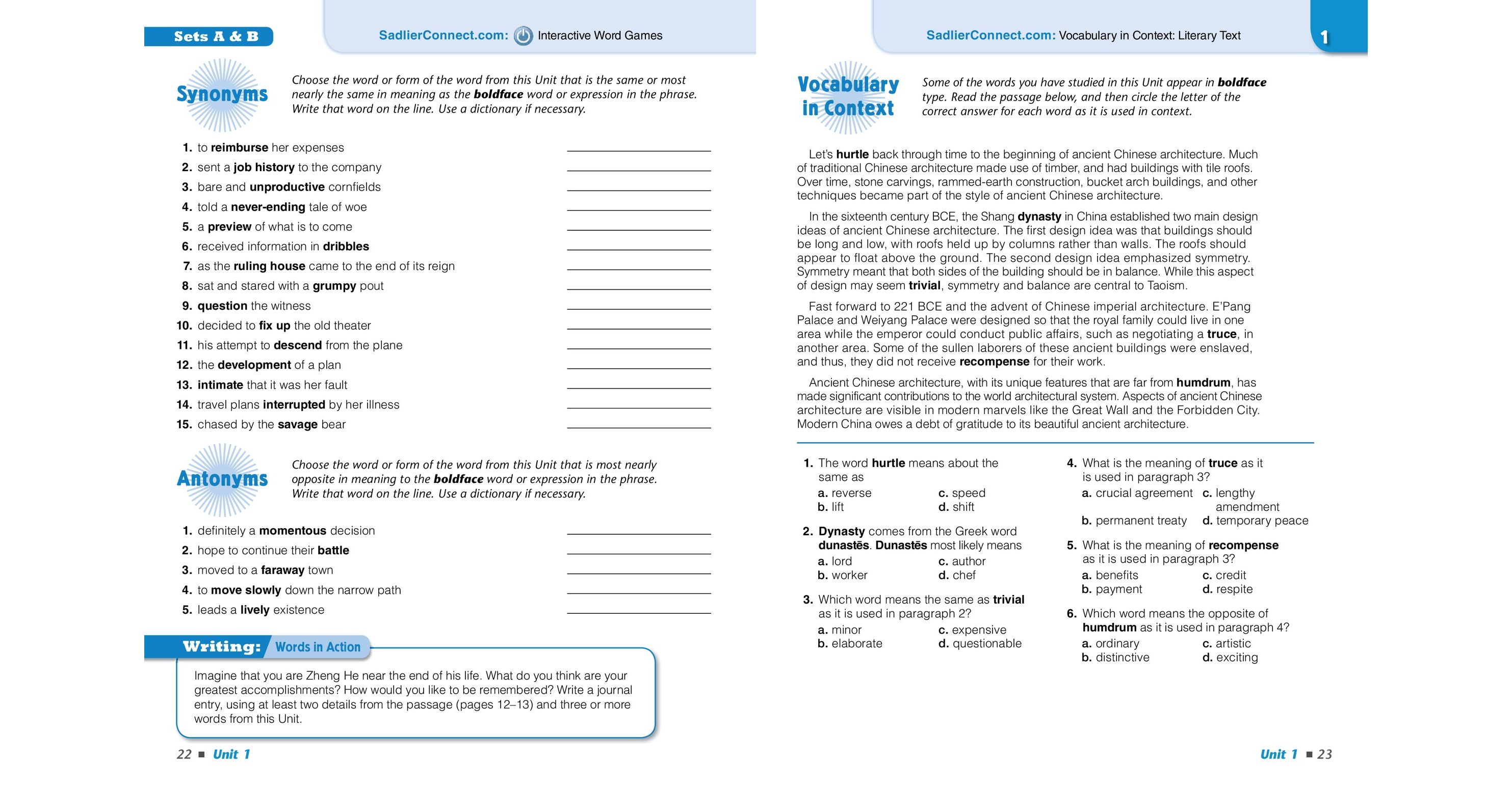 Vocabulary Workshop Achieve, Level B (Grade 7), Student Edition