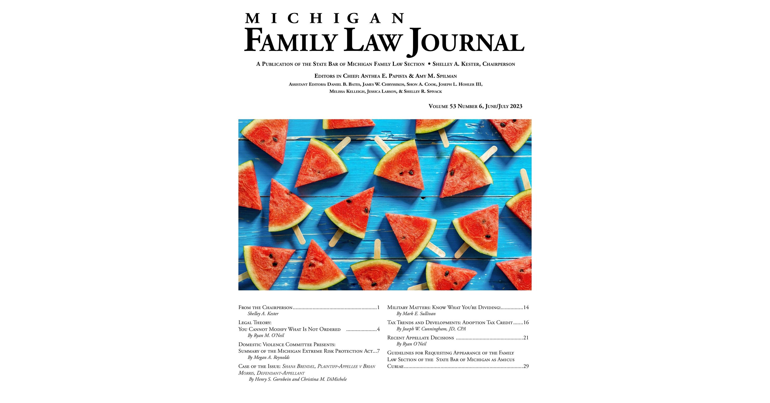 Michigan Family Law Journal June/July 2023